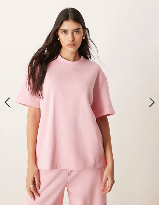 ASOS DESIGN co-ord sweat t shirt in pastel pink
