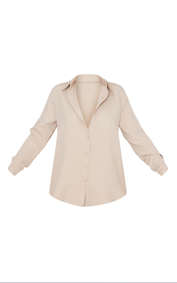 Stone Long Sleeve Oversized Shirt