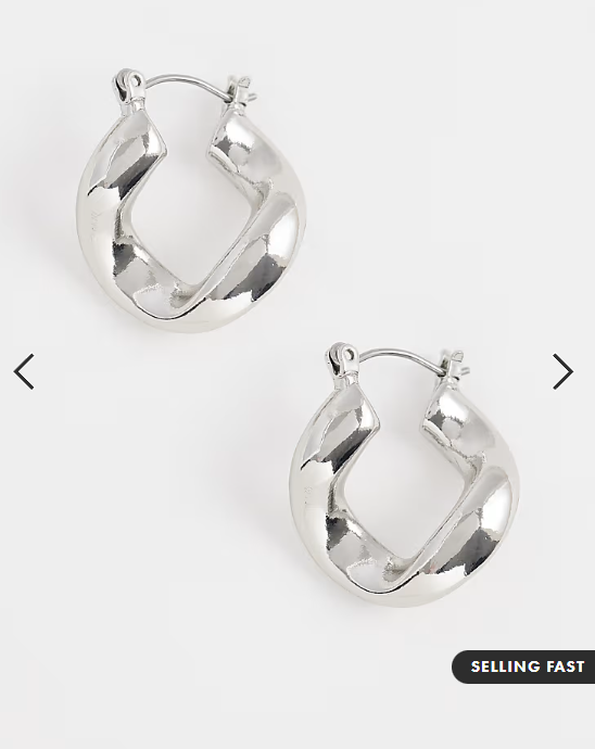 ASOS DESIGN small hoops with twisted design in silver tone