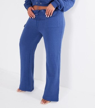 Shape Navy Toggle Waist Pocket Detail Wide Leg Joggers