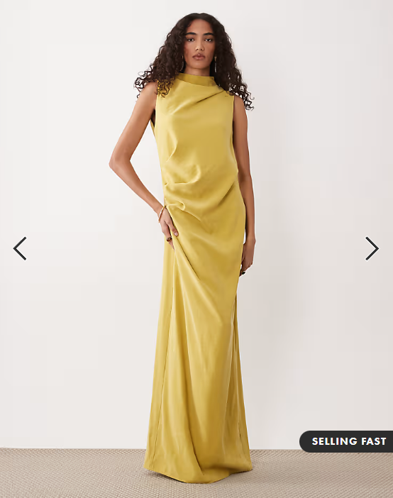 Asos - tall column slouchy hip maxi dress in green