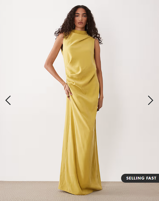 Asos - tall column slouchy hip maxi dress in green