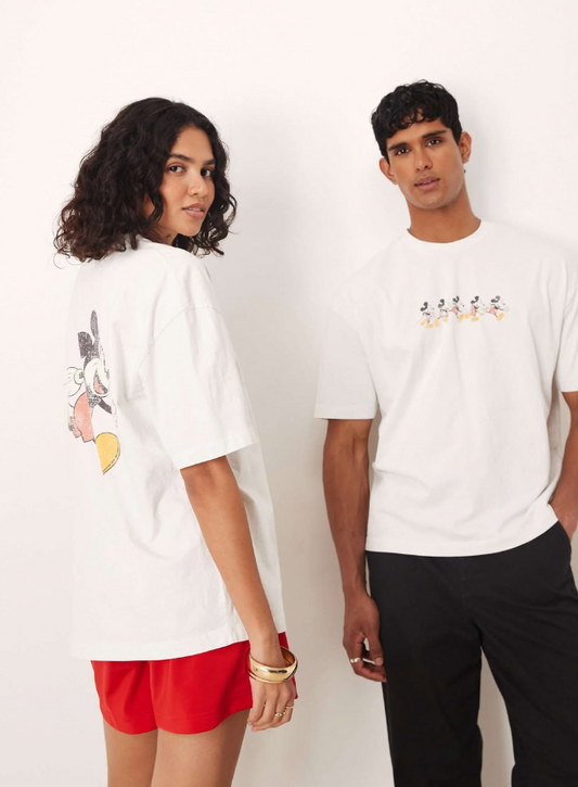 ASOS DESIGN Disney unisex oversized t-shirt with Mickey Mouse print in white