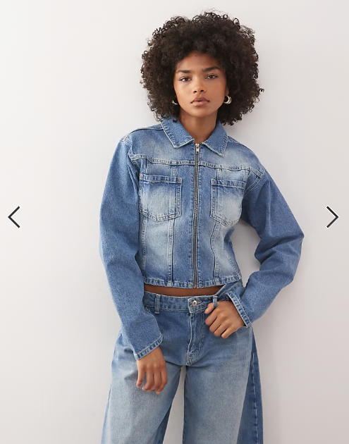 COLLUSION fitted denim jacket in washed blue