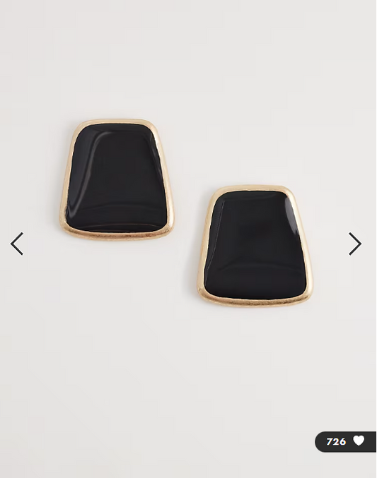 ASOS DESIGN studs with black resin stone detail in gold tone