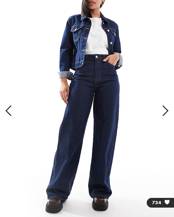 Pieces Selma high waisted wide leg jeans in dark blue denim