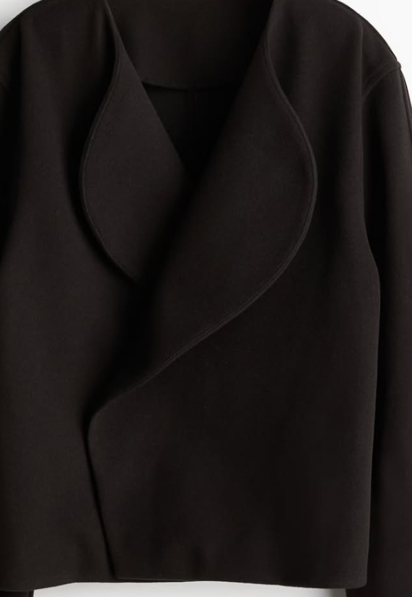 H&M - FELTED JACKET WITH SHAWL COLLAR- Black
