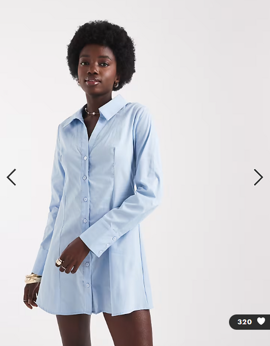 Miss Selfridge fitted poplin shirt dress in baby blue