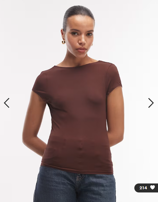 ASOS DESIGN slinky cap sleeve scoop back top in chocolate
