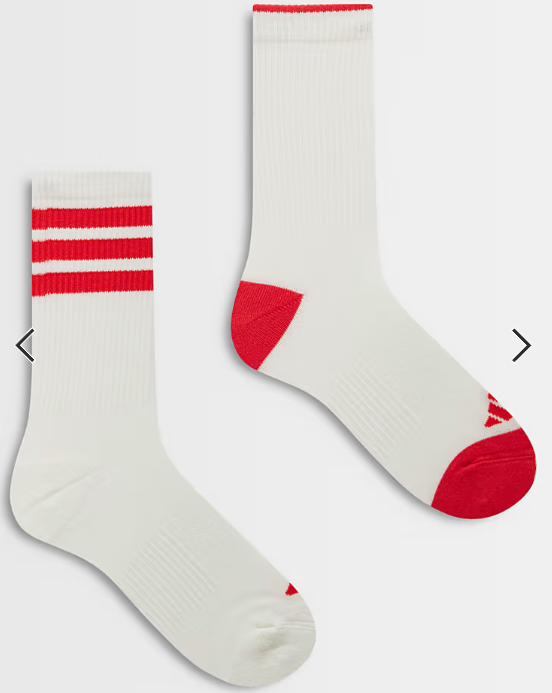adidas Originals crew 2 pack socks in white and red