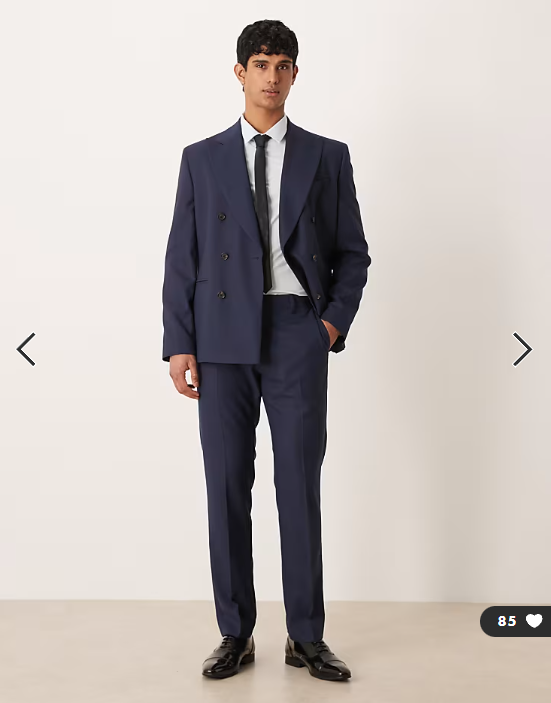 ASOS DESIGN slim suit trousers in navy texture