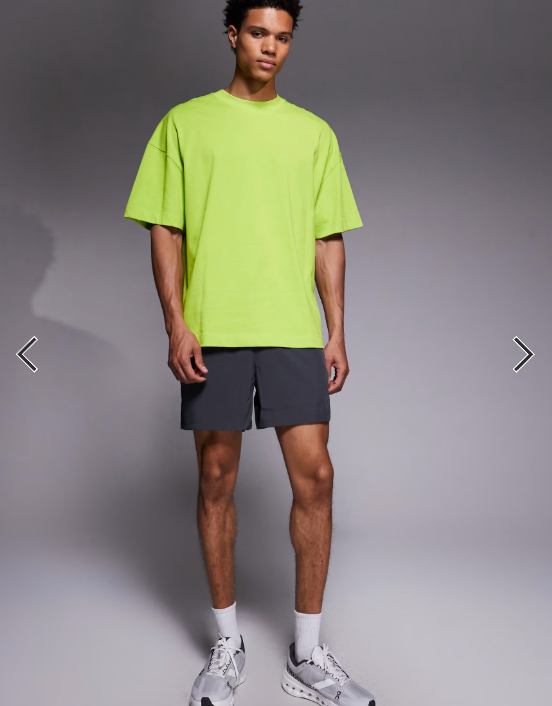 4505 Icon boxy oversized heavyweight cotton t-shirt with quick dry finish in acid green.