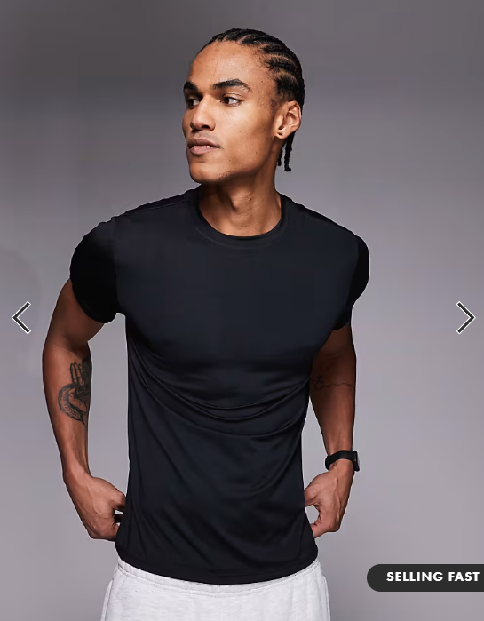 4505 Icon active quick dry muscle fit base layer training t-shirt in black.