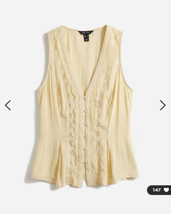 New Look satin lace top in yellow