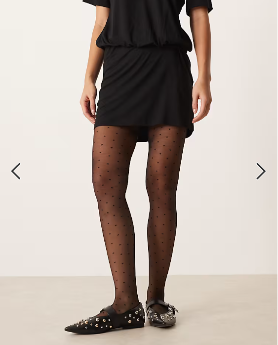 ASOS DESIGN mini dot pattern tights in black