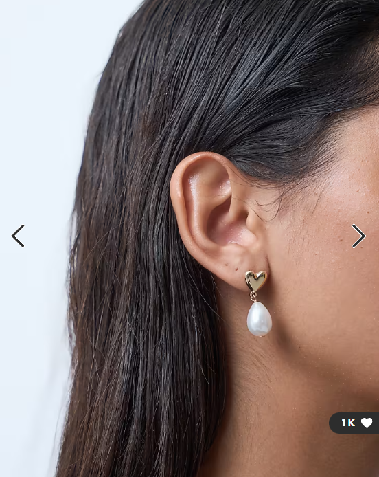 ASOS DESIGN earrings with mini heart and faux pearl drop design in gold tone