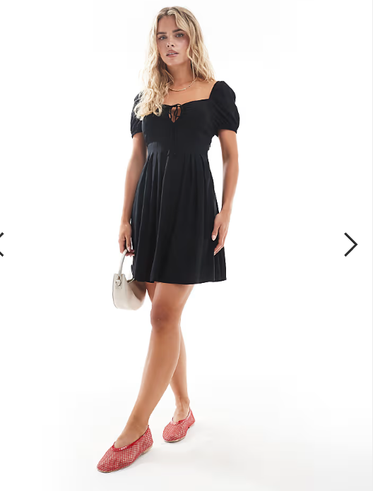 Vero Moda Petite puff sleeve smock mini dress in black