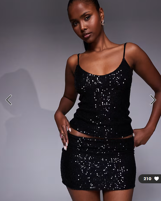 Fashionkilla exclusive sequin scoop neck cami top co-ord in black