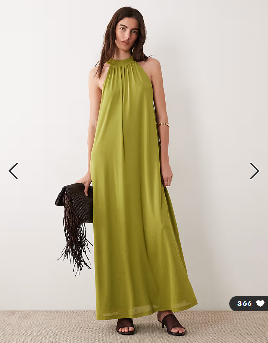 ASOS DESIGN tie detail trapeze mesh dress in olive