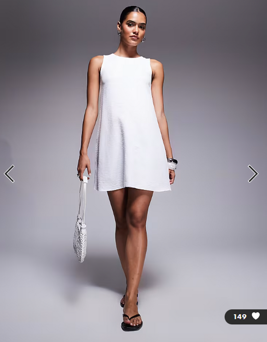Fashionkilla exclusive linen look smock mini dress in white