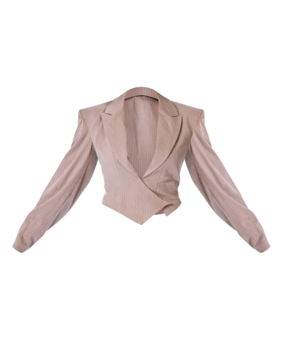 Label Dark Taupe Pinstripe Oversized Blazer