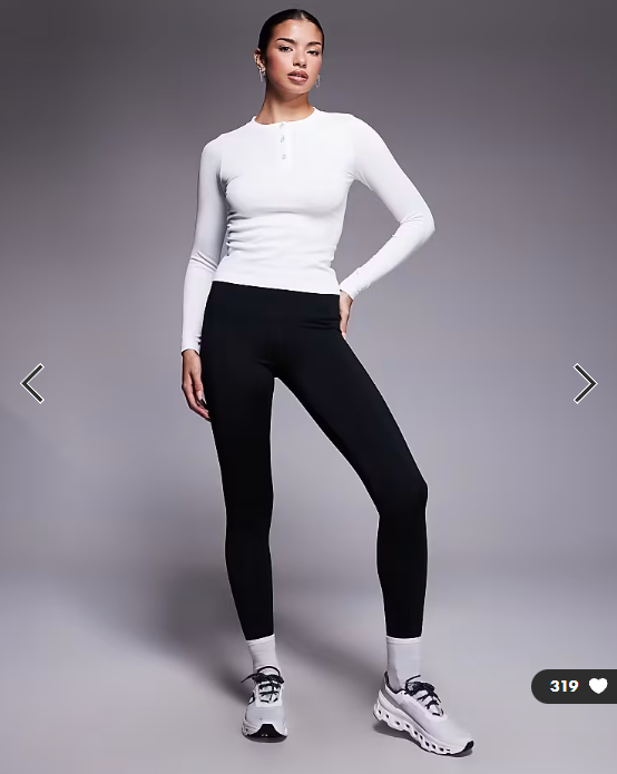 4505 seamless rib quick dry long sleeve henley layering top in white