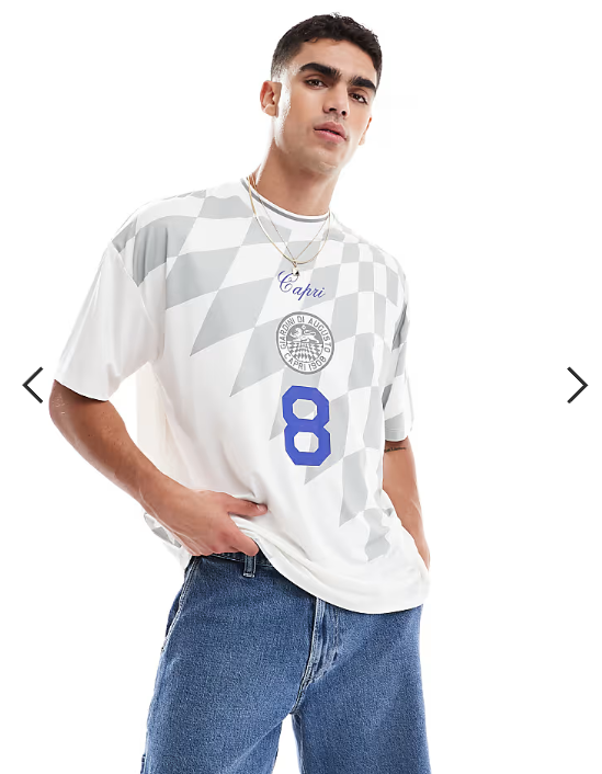 ASOS DESIGN oversized T-shirt with high build sports graphic in printed sports fabric .