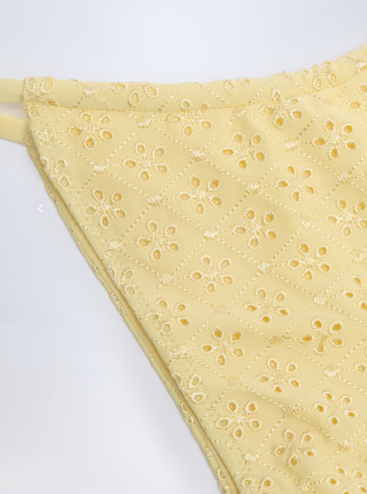 OhPolly - Broderie Anglaise Drawstring Bikini Bottoms in Lemon Yellow