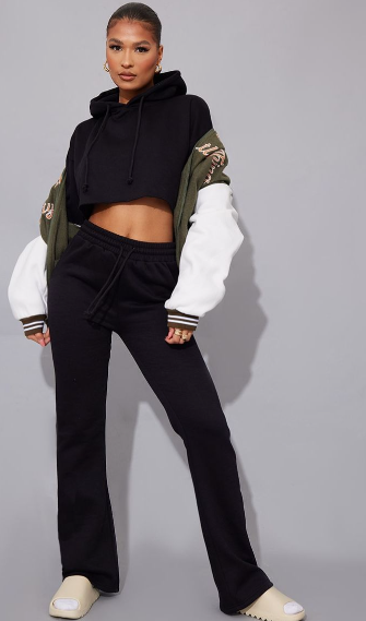 Black Flared Leg Joggers & Hoddie SET