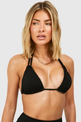 boohoo Textured Triangle Bikini Top
