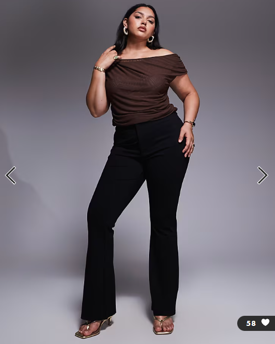 ASOS DESIGN Curve premium ponte flare trouser with tailored waistband in black