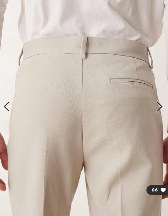 ASOS DESIGN tapered suit trousers in stone twill