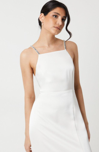 Diamonte Strap Apron Neckline Wedding Dress