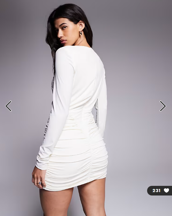 Ruched & Ready sculpting ruched detail bodycon mini dress in cream