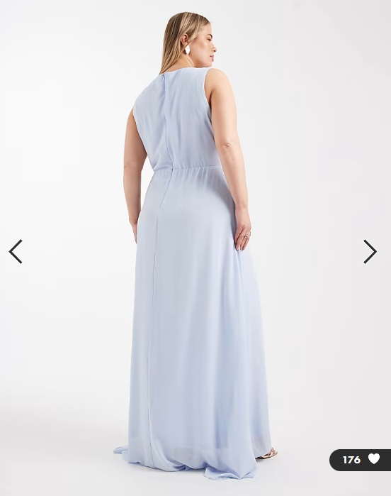 TFNC Plus Bridesmaid chiffon wrap top draped maxi dress in powder blue