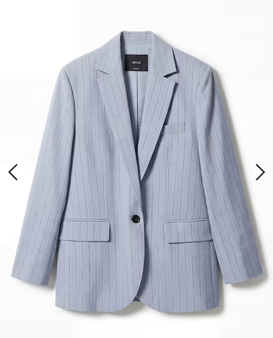 Mango Pedro blazer co-ord in pale blue stripe
