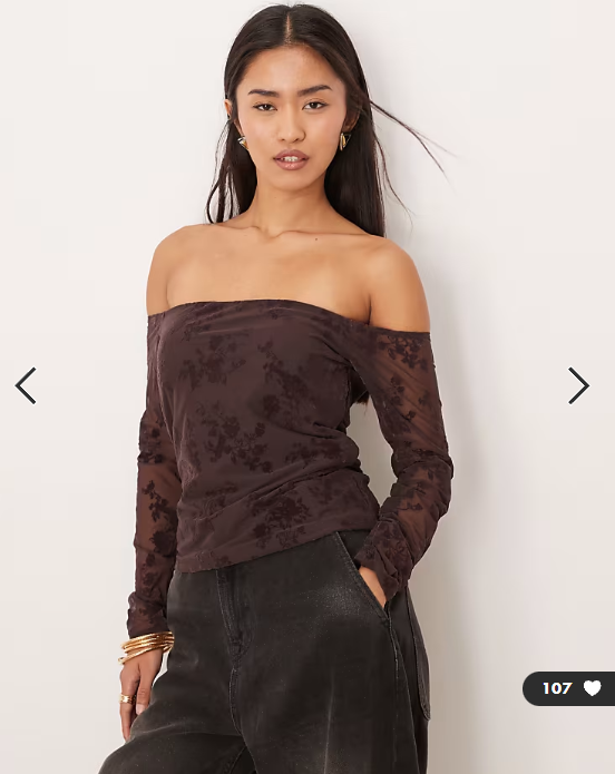 Abercrombie & Fitch off the shoulder bra free lace top in brown