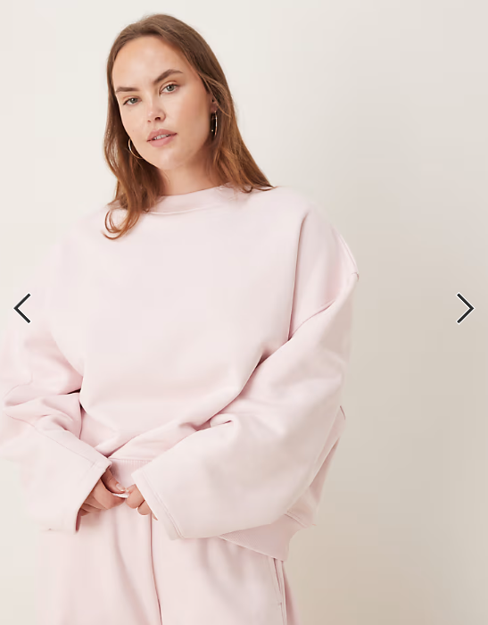 ASOS DESIGN Curve premium heavyweight 500gsm cocoon sleeve sweatshirt in pink