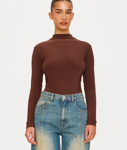 Mushroom Slinky High Neck Backless Bodysuit