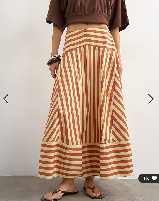 Topshop drop waist full circle maxi skirt in buttermilk stripe
