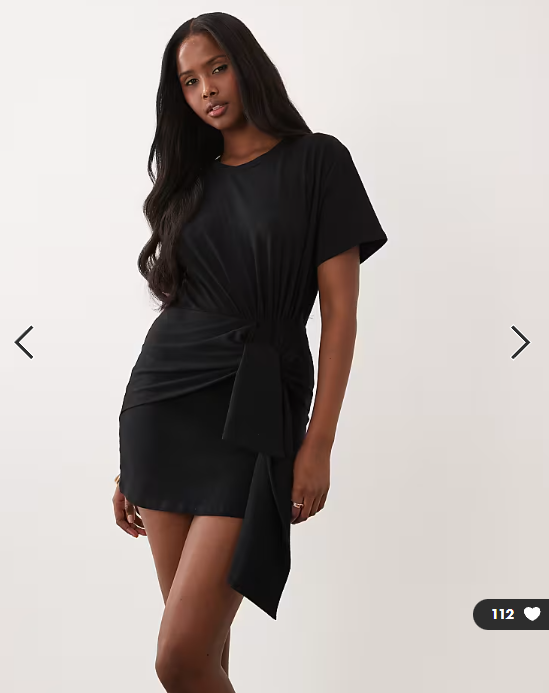 ASOS DESIGN short sleeve gathered mini dress in black