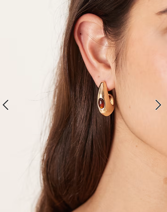 Accessorize stone detail tear drop earrings in gold