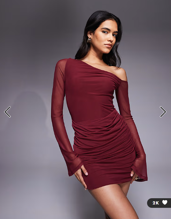 ASOS DESIGN mesh off shoulder mini dress with angel sleeve in red