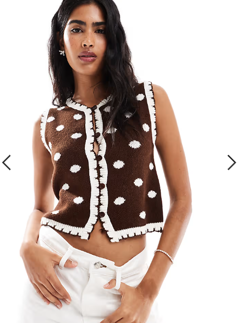 Miss Selfridge all over polka dot tank in chocolate