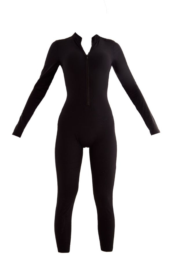 Black Contour Sculpt Zip Jumpsuit