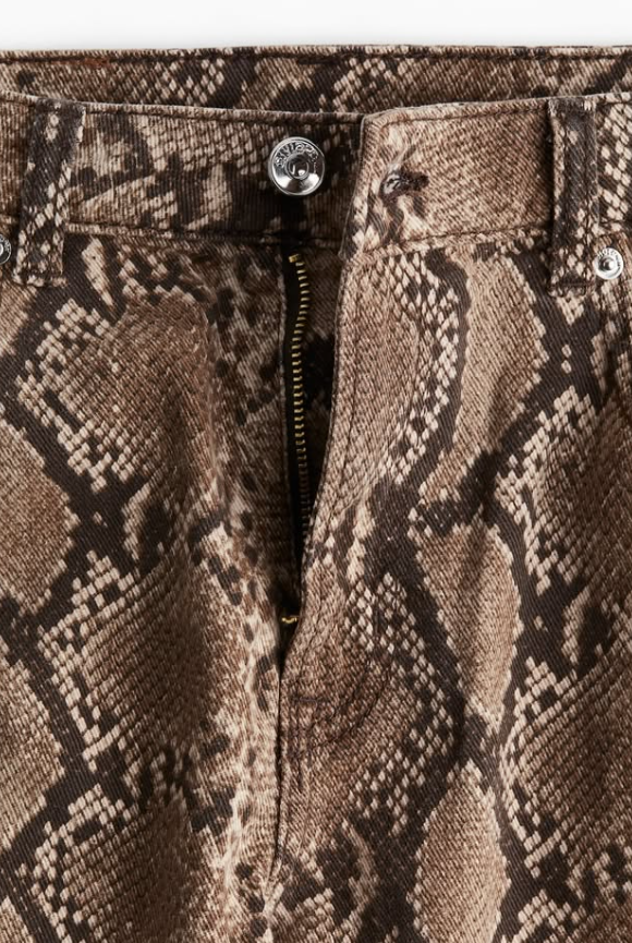 H&M - Wide high jeans - brown snakeskin-patterned