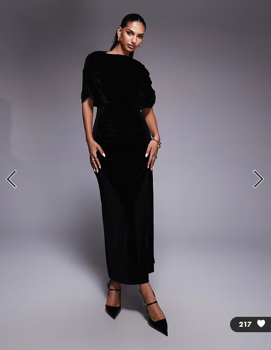 ASOS DESIGN velvet cape maxi dress in black
