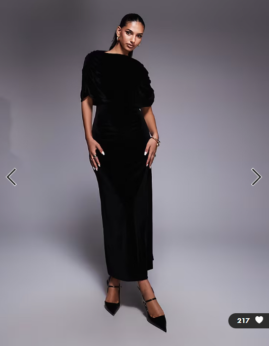 ASOS DESIGN velvet cape maxi dress in black