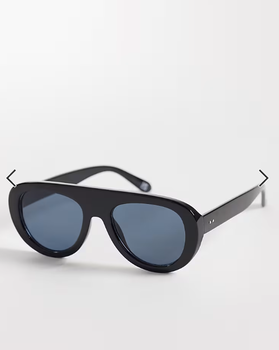 ASOS DESIGN round aviator sunglasses in black