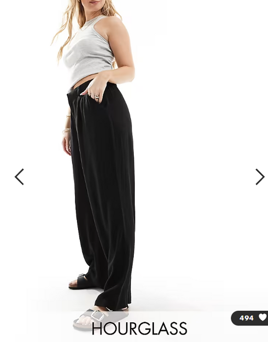 ASOS DESIGN Hourglass relaxed straight leg trousers with linen in black
